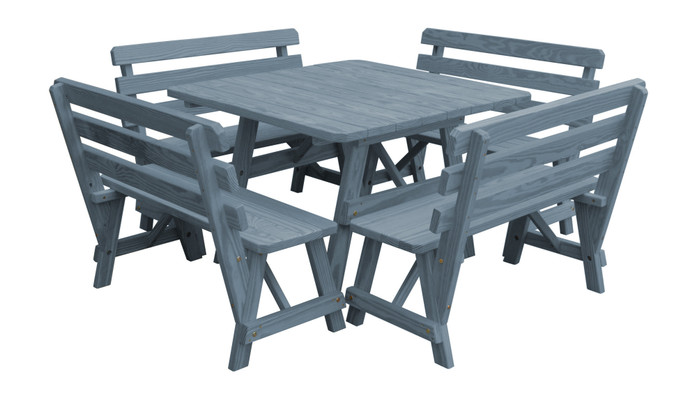 A&L Yellow Pine Table - Includes Four Backed Benches
