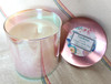 Gardenia soy candle in reflective rainbow jar