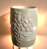 Plug-in melter, embossed white floral design, soy wax melts included