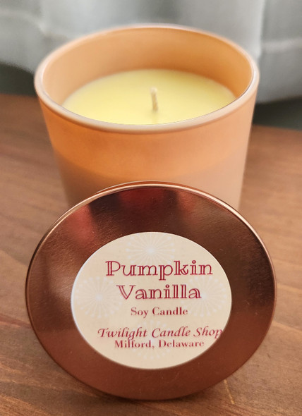 Pumpkin Vanilla Soy Candle, 11 oz Tan Glass Jar