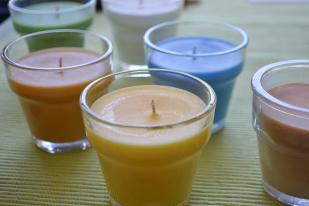 Scented Candle Favors for Shower or Party, soy candle glass flowerpots (by the dozen)