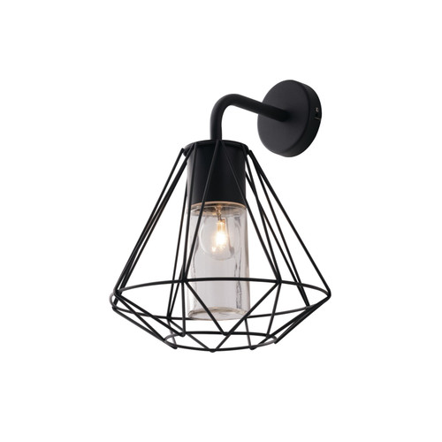 Applique da esterno MANDALA in metallo nero e vetro IP44