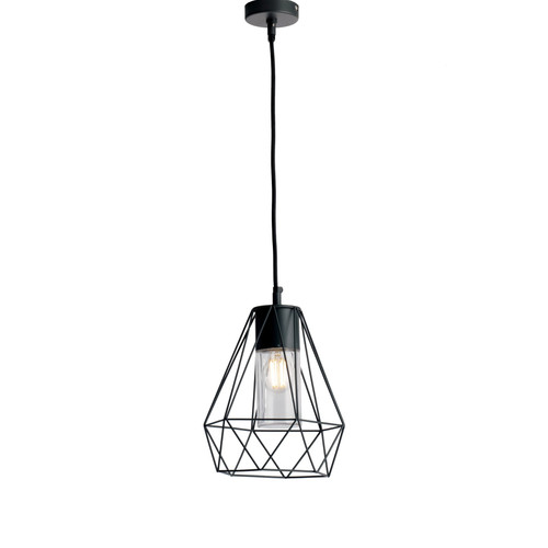 Sospensione da esterno MANDALA in metallo nero e vetro IP44