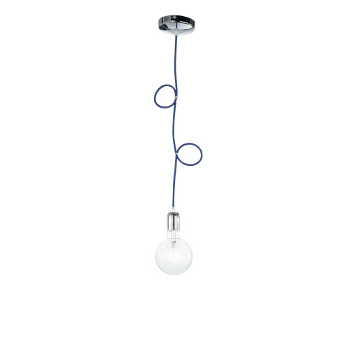 Pendel IDEA con cavo in tessuto blu E27 80 cm. Pendel IDEA con cavo in tessuto blu E27 80 cm.