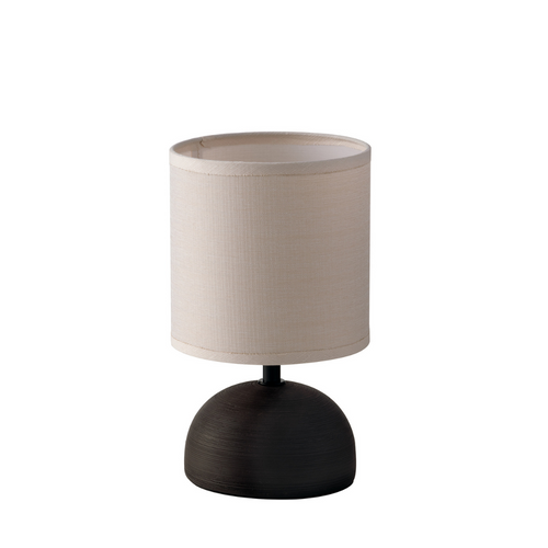 Lampada da tavolo FURORE in ceramica marrone con paralume in tessuto Lampada da tavolo FURORE in ceramica marrone con paralume in tessuto