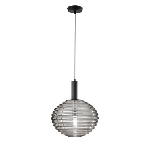 Sospensione RIPPLE in metallo nero e vetro fumè 150x32 cm. Sospensione RIPPLE in metallo nero e vetro fumè 150x32 cm.