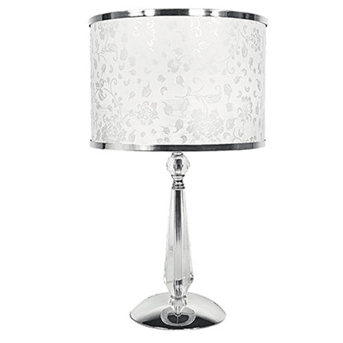 Lume BOEME in metallo cromato e cristalli con paralume glitterato 62 cm.