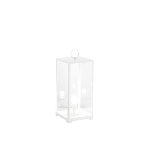 Lanterna MIRAGE in metallo bianco con diffusore in vetro