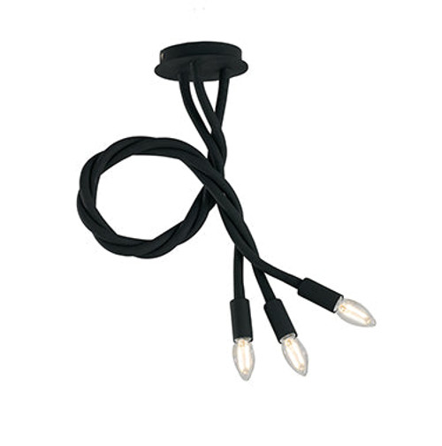 Plafoniera LOVER in metallo nero con tre bracci flessibile Plafoniera LOVER in metallo nero con tre bracci flessibile