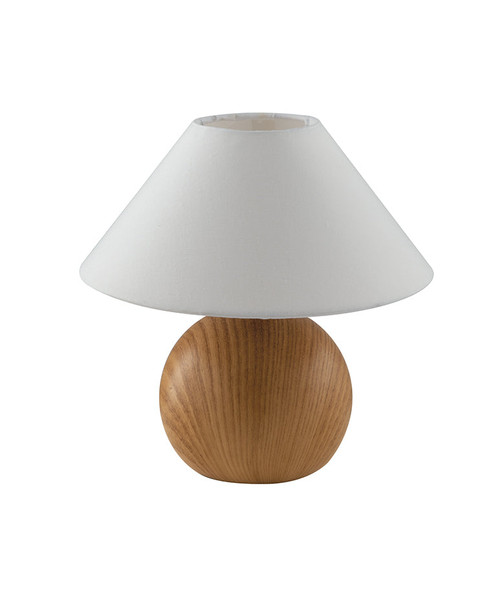 Lampada da tavolo PINO in ceramica effetto legno chiaro e paralume in tessuto Lampada da tavolo PINO in ceramica effetto legno chiaro e paralume in tessuto