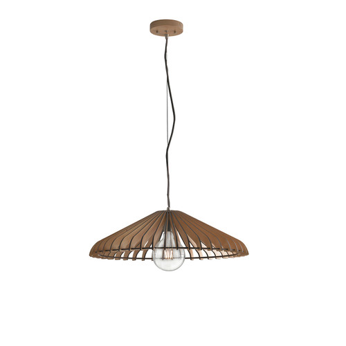 Lampadario a sospensione CALDER in legno naturale con cavo in tessuto 30 cm.