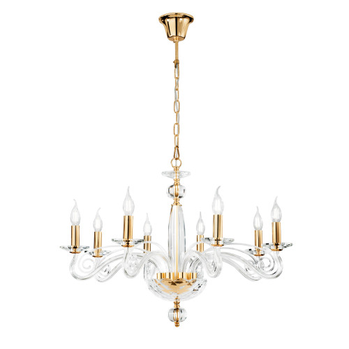 Lampadario a sospensione EPOQUE a otto luci in cristallo con finiture oro Lampadario a sospensione EPOQUE a otto luci in cristallo con finiture oro