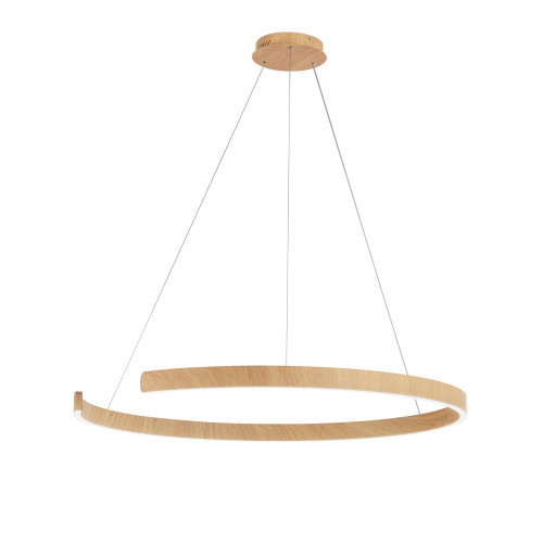 Sospensione semicircolare LED NAVEL in metallo effetto legno con CCT 100 cm. Sospensione semicircolare LED NAVEL in metallo effetto legno con CCT 100 cm.