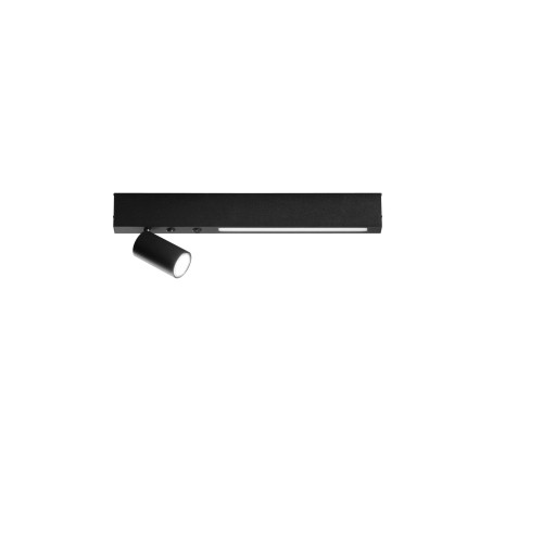 Applique LED ORIENTED in metallo nero con 1 faretto e una striscia LED  50 cm.