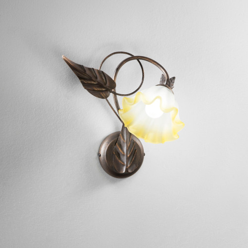 Applique TRISTANO in metallo con diffusore in vetro 16X35cm