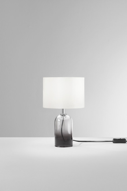 LUME LONDON GRIGIO IN VETRO E PARALUME IN TESSUTO 1XE14 STRUTTURA D18X30.1CM PARALUME D18X15CM