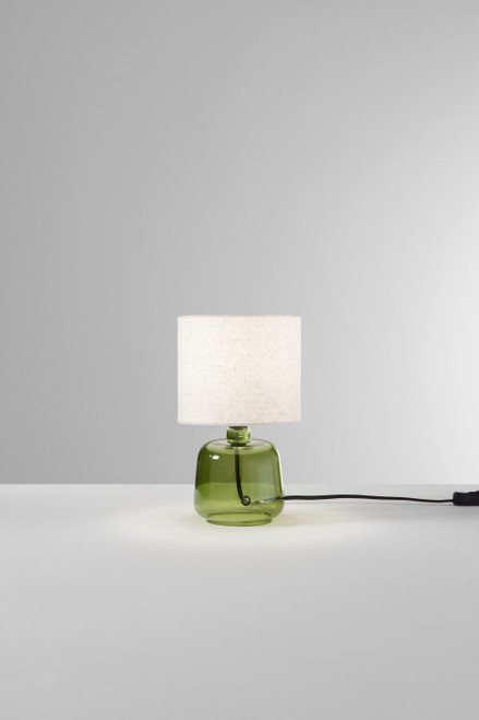 LUME EMERALD VERDE IN VETRO CON PARALUME IN TESSUTO 1XE14 STRUTTURA D15X25CM PARALUME D15X16CM