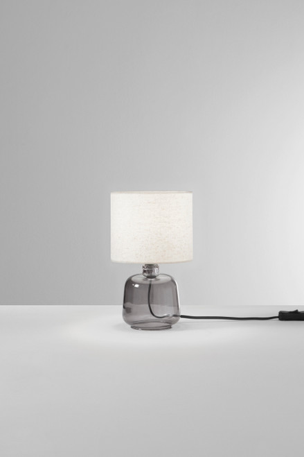 LUME EMERALD GRIGIO IN VETRO CON PARALUME IN TESSUTO 1XE14 STRUTTURA D15X25CM PARALUME D15X16CM