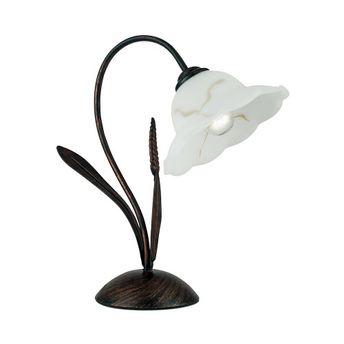 Lampada da tavolo BYRON in metallo effetto ruggine con diffusore in vetro Lampada da tavolo BYRON in metallo effetto ruggine con diffusore in vetro