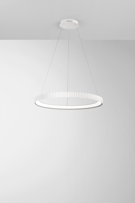 SOSPENSIONE LED NIKE BIANCA IN METALLO 58W 8470LM DIP-CCT 2700K/3200K/4000K D69,5XH150CM