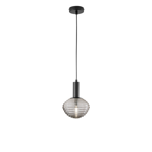Sospensione RIPPLE in metallo nero e vetro fumè 150x18 cm. Sospensione RIPPLE in metallo nero e vetro fumè 150x18 cm.