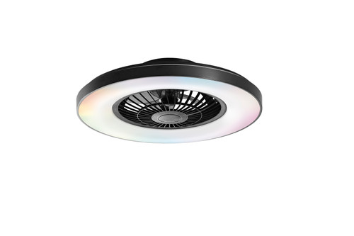 PLAFONIERA LED VENTILATORE GARBIN NERO 40W 5500LM CCT DIMM. CON TELECOMANDO RF INCLUSO E SPEAKER BLUETOOTH 15X54,5CM