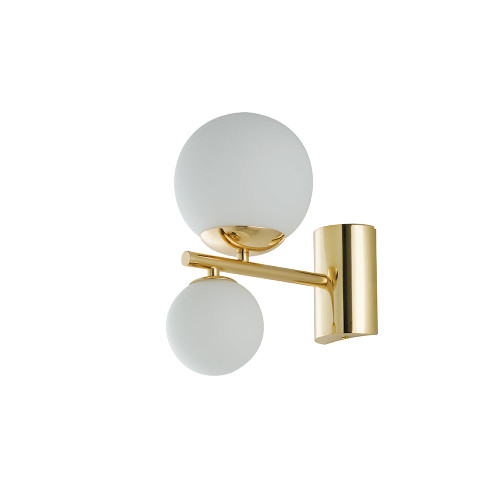 Applique HERA in metallo oro con due diffusori in vetro bianco Applique HERA in metallo oro con due diffusori in vetro bianco