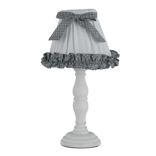 Lampada da tavolo CANDY in legno con paralume in cotone Lampada da tavolo CANDY in legno con paralume in cotone