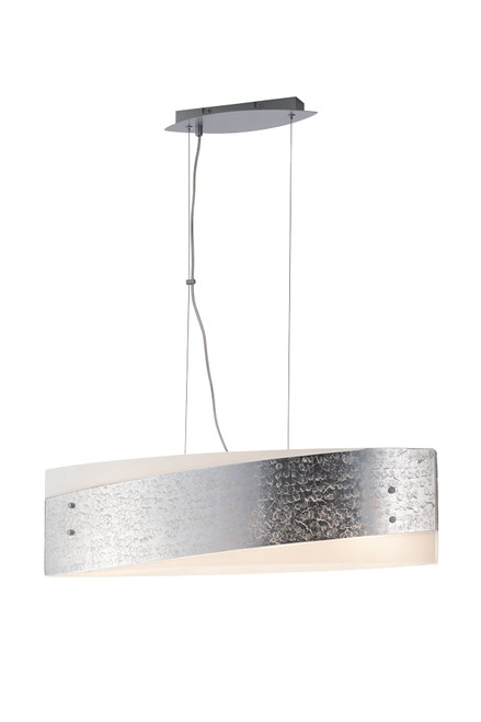 Sospensione PARIS in vetro con decoro in foglia argento 75 cm. Sospensione PARIS in vetro con decoro in foglia argento 75 cm.