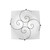 Plafoniera RICCIOLO in vetro bianco con decoro in metallo ruggine 40x40 cm.