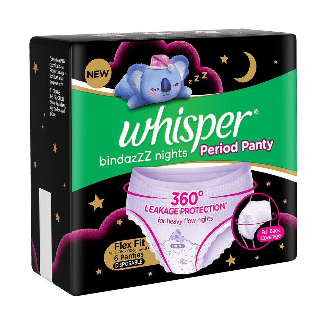 Whisper Bindazzz Night Period Panty 360 degree leakage protection