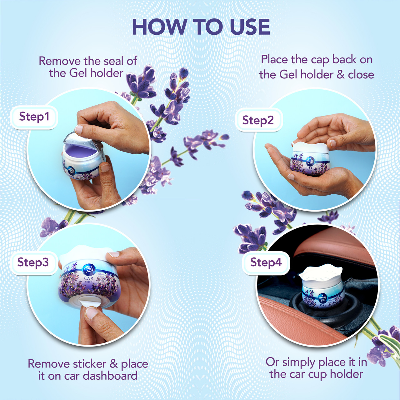 Ambi Pur Car Freshener Gel Refreshing Lemon 75 g Pack of 2