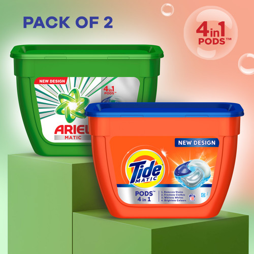 Ariel & Tide 4 in 1 pods 18 count -for washing machine only Top & Front Load