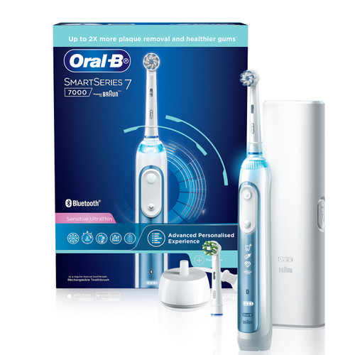 Oral B Smart 7 Electric Toothbrush with Advanced Personalization with Ultra Soft Brush head with a Travel case and extra brush head
