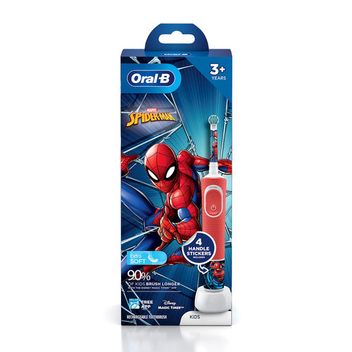 Oral-B Kids Electric Rechargeable Toothbrush, Featuring Spider Man, Extra Soft Bristles (Age 3+,Multicolor)