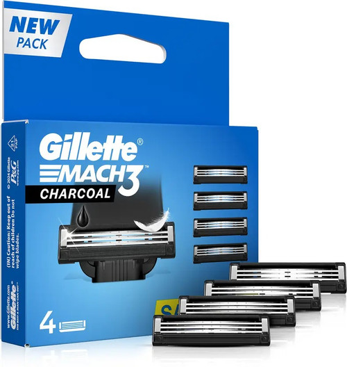 Gillette Mach3 Charcoal Shaving Razor Blades - 4s Pack(Cartridge)