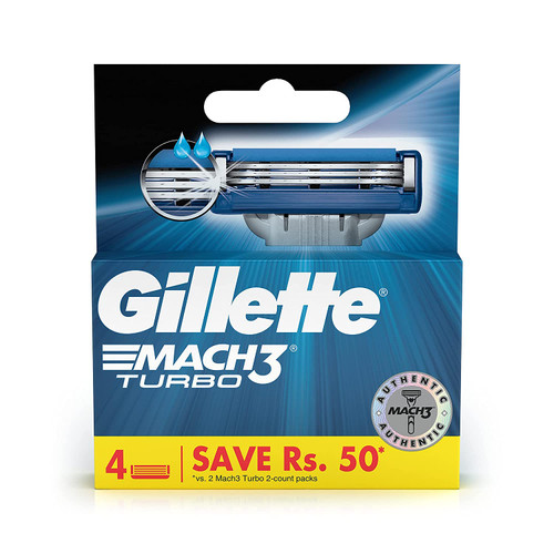 Gillette Mach3 Turbo Manual Shaving Razor Blades Cartridge 4 pcs