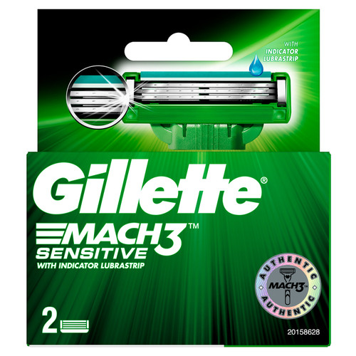 Gillette Mach 3 Sensitive - Manual Shaving Razor Blades, Cartridge 2 p