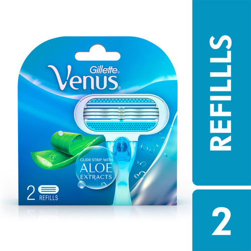 Gillette Venus Hair Removal Razor Blades/Refills/Cartridges for Women , 2 Pieces (Aloe Vera)