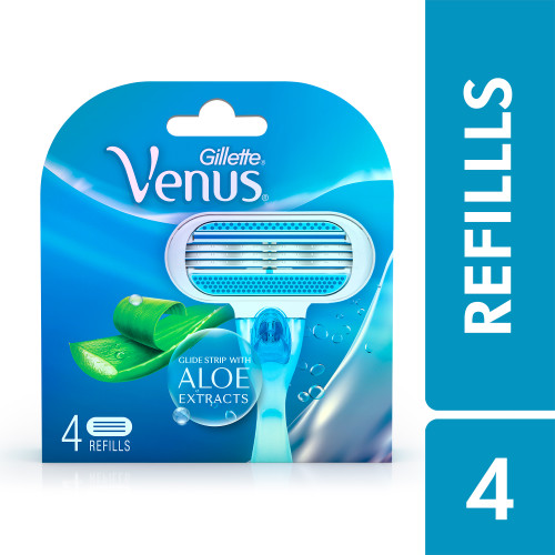 Gillette Venus Hair Removal Razor Blades/Refills/Cartridges for Women - 4 Pieces (Aloe Vera)