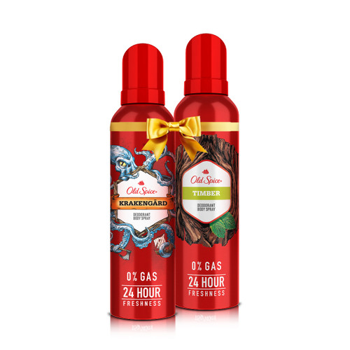 Old Spice- Timber No Gas Deodorant Body Spray Perfume, 140 ml and Old Spice-Krakengard No Gas Deodorant Body Spray Perfume, 140 ml