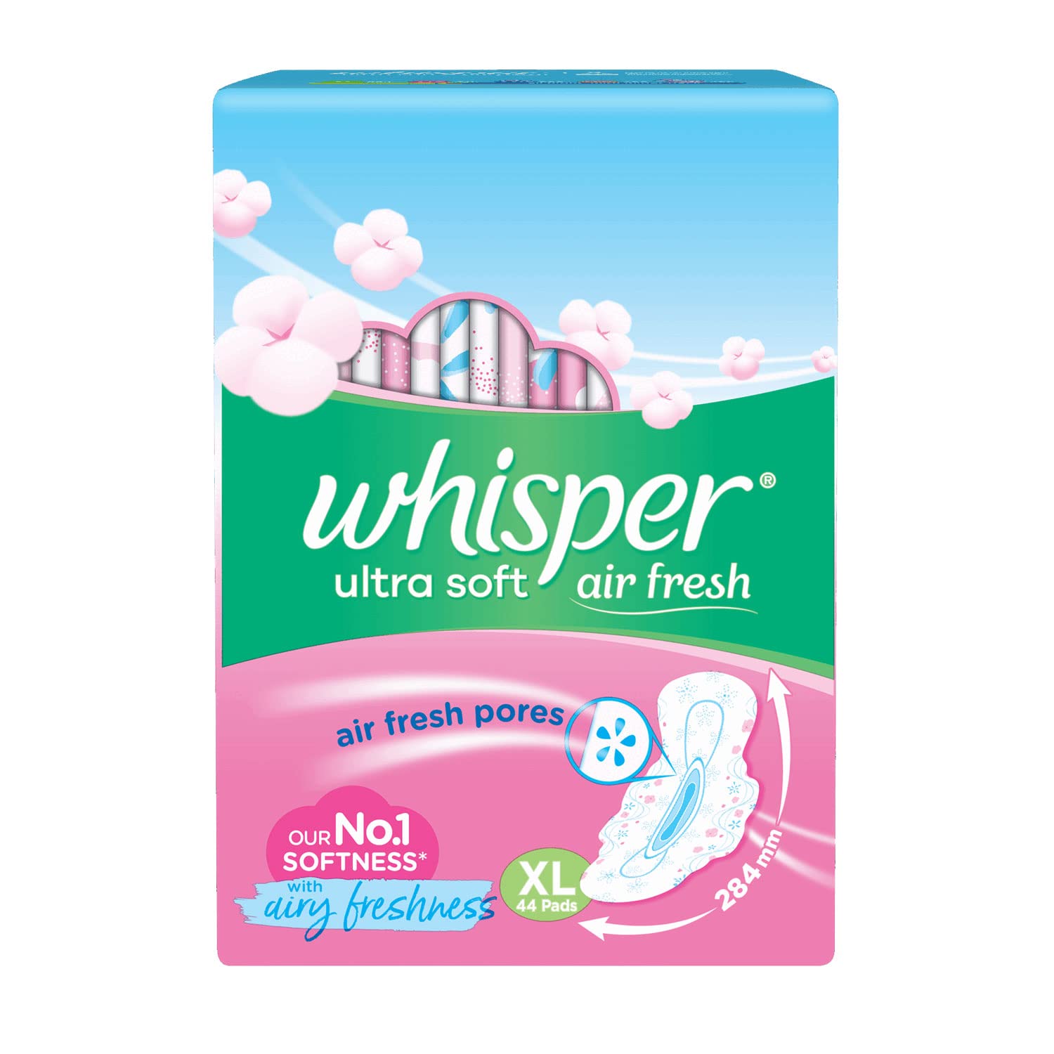 whisper ultra clean xl+7+ bindazzz night period panty panties 6 pack of 2