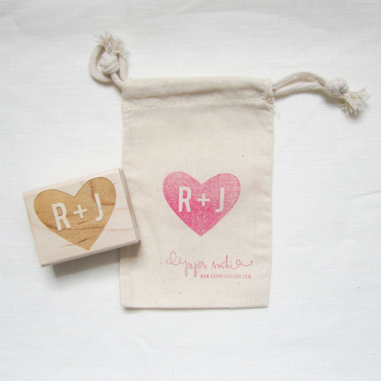 Carved Heart Initials Stamp by Paper Sushi