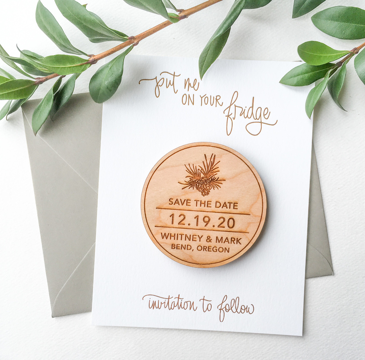 Save the Date Magnets - Pinecone (Set of 10)