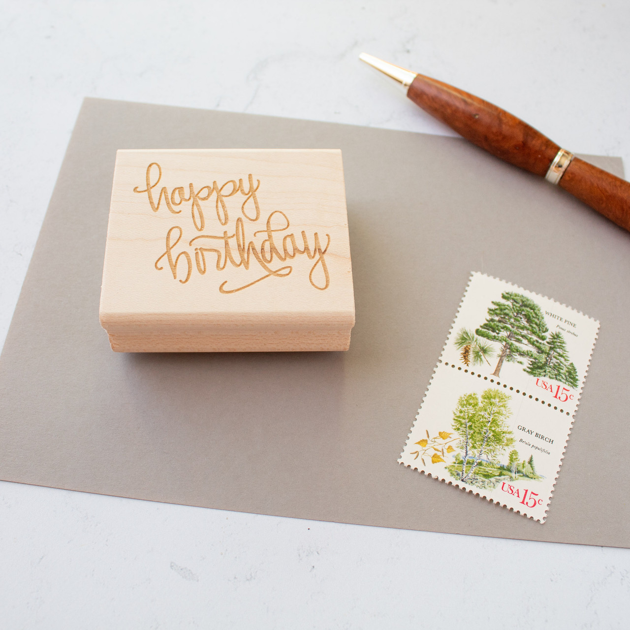 Happy Birthday Rubber Stamp
