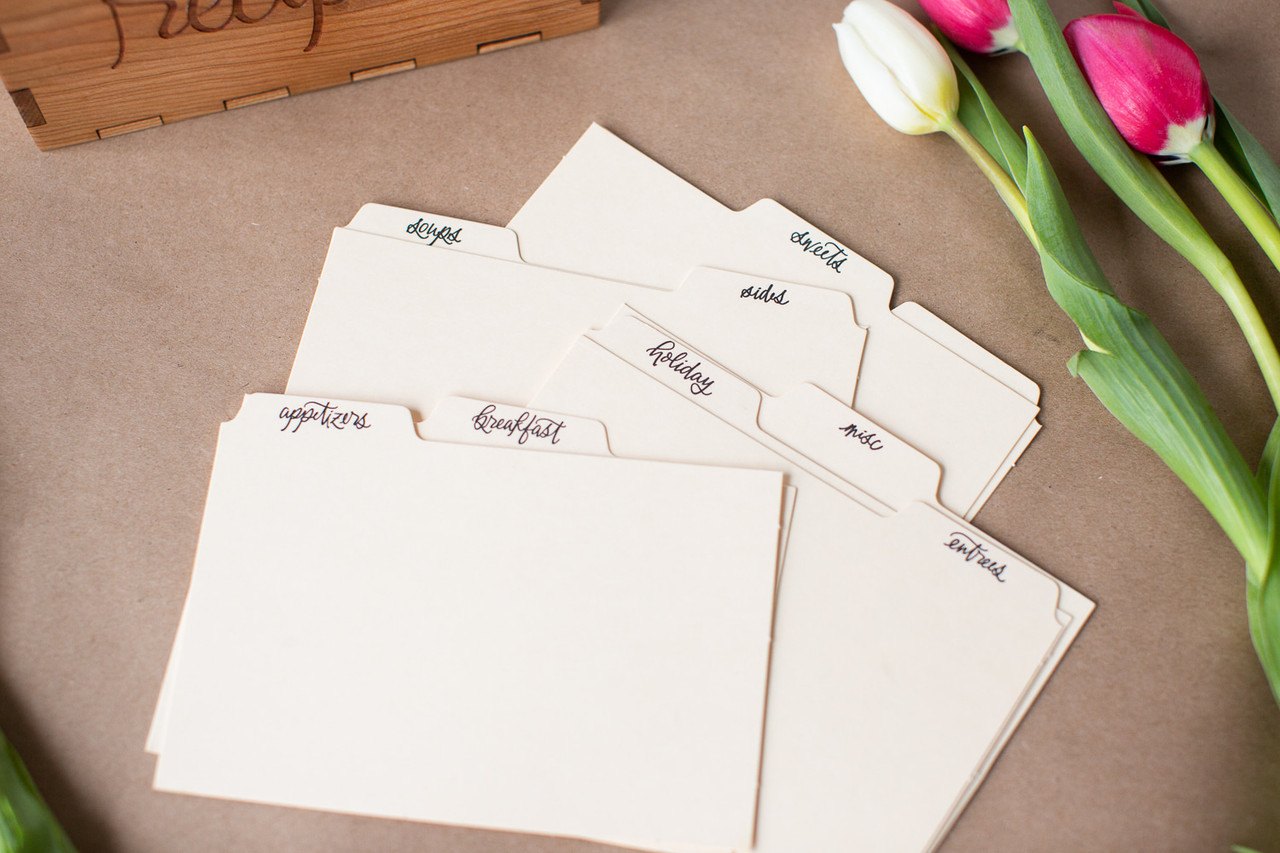 4x6 Letterpress Recipe Card Dividers – Green Bird Press
