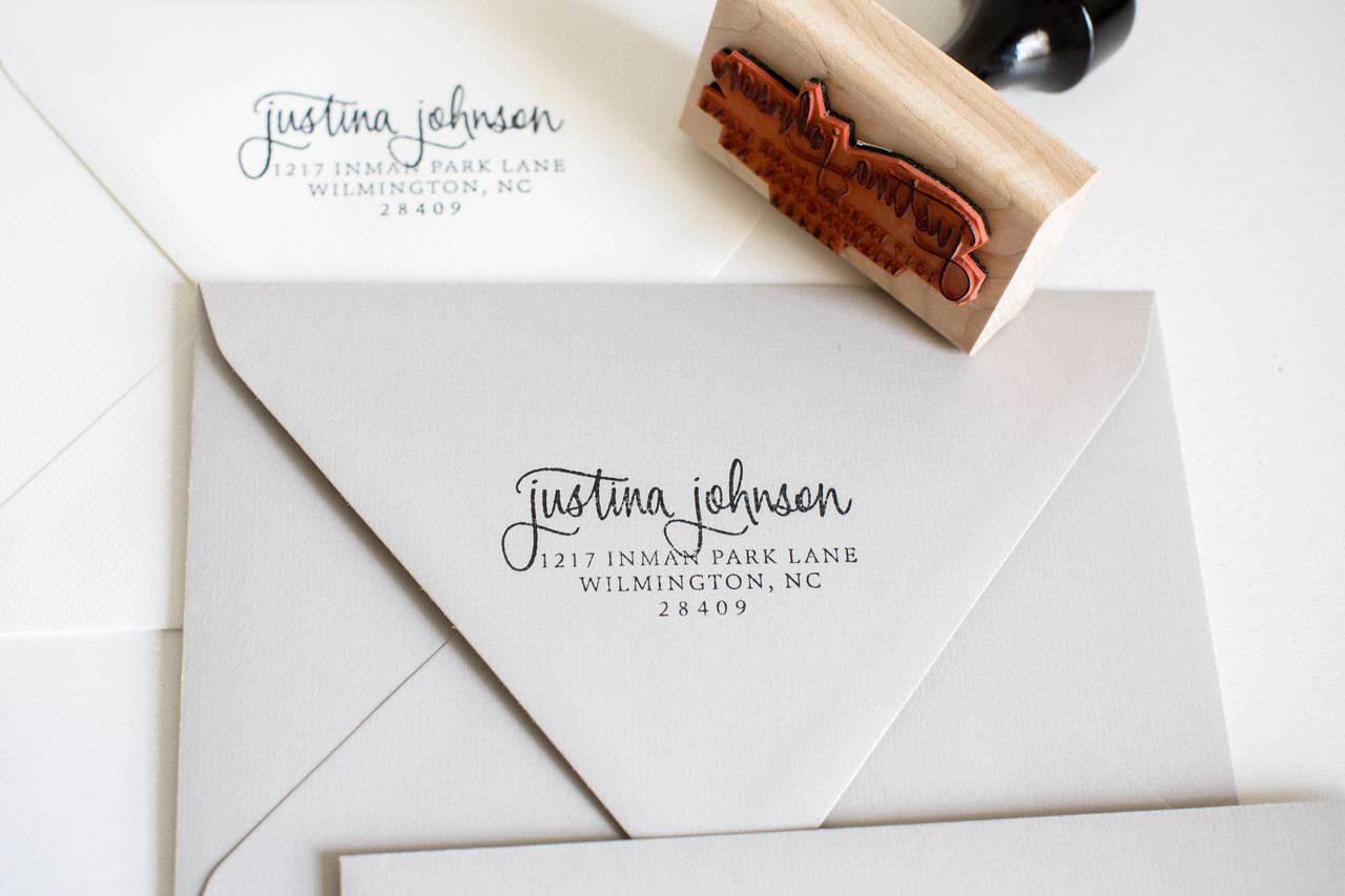 Return Address Stamp, Calligraphy Custom Stamp, Personalized Stamp