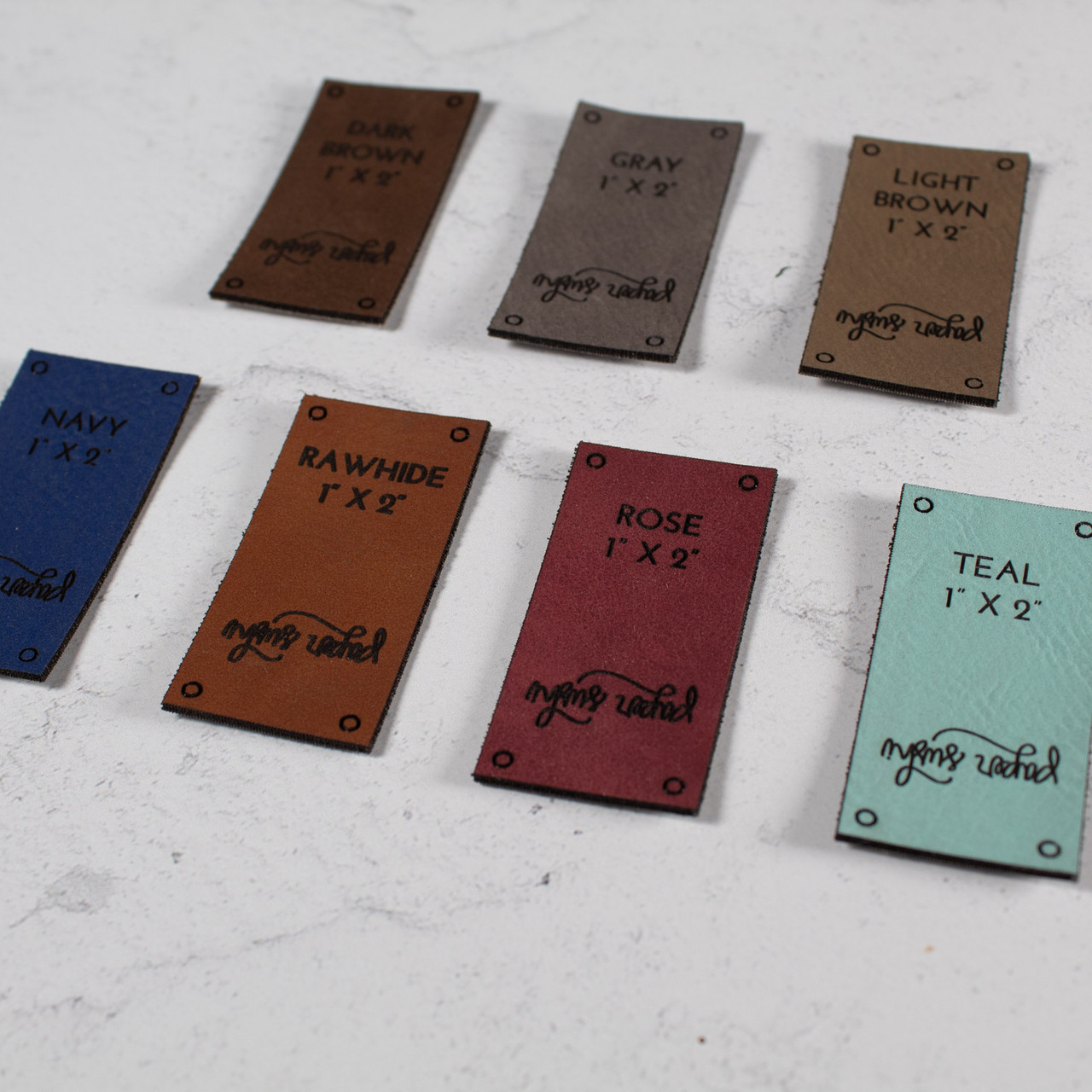 Custom Leather Labels - Engraved Genuine Leather Tags Up to 4x2