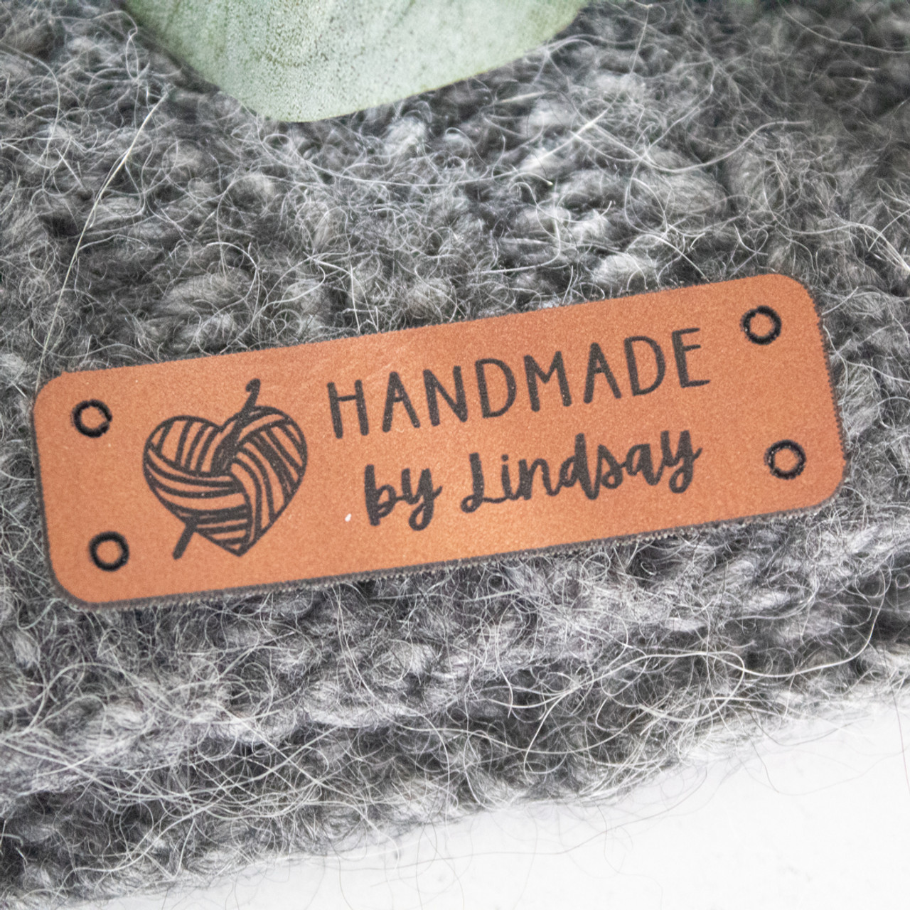 labels for knitting, labels for crochet, leather labels for handmade items,  personalized labels, custom clothing labels