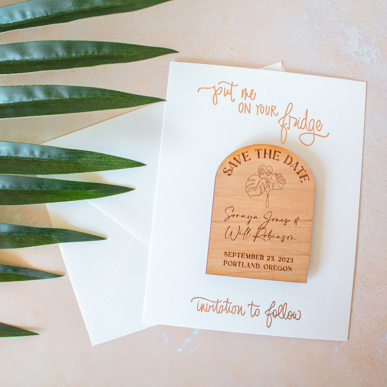 Wooden Save the Date Magnet Cards, Unique Save the Date Cards